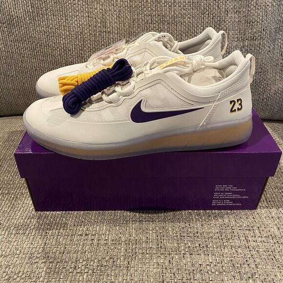 Nike SB Nyjah Free 2 Shoes NBA Los Angeles Lakers DA3439-100 Size 9 - Picture 2 of 11